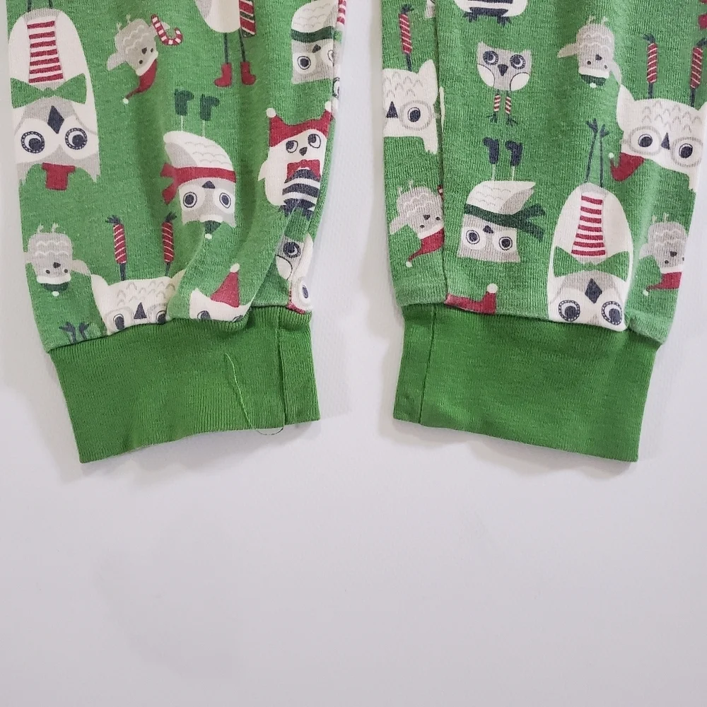 K1168 * Gymboree Winter Holiday Owl Print Pajama Bottoms Green White Size 8